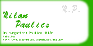 milan paulics business card